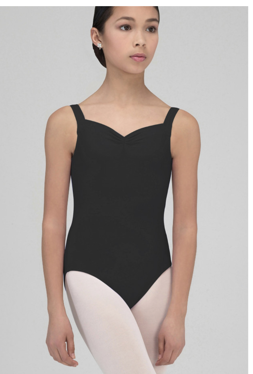Wear Moi Youth Faustine wide strap, pinch front leotard